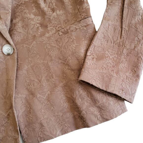 L'AGENCE brocade jacquard golden brown caramel single breasted blazer jacket 2 - Picture 4 of 5